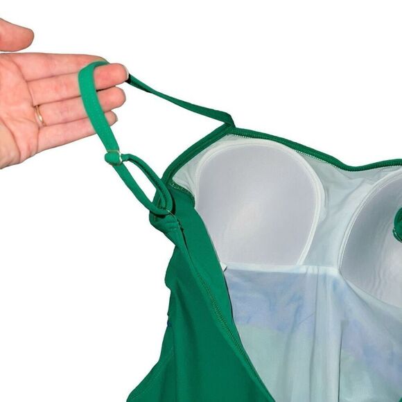 IODIS PAR PIERRE MARTINEZ Green & Blue Padded One Piece Swimsuit Size 14 - Picture 5 of 8